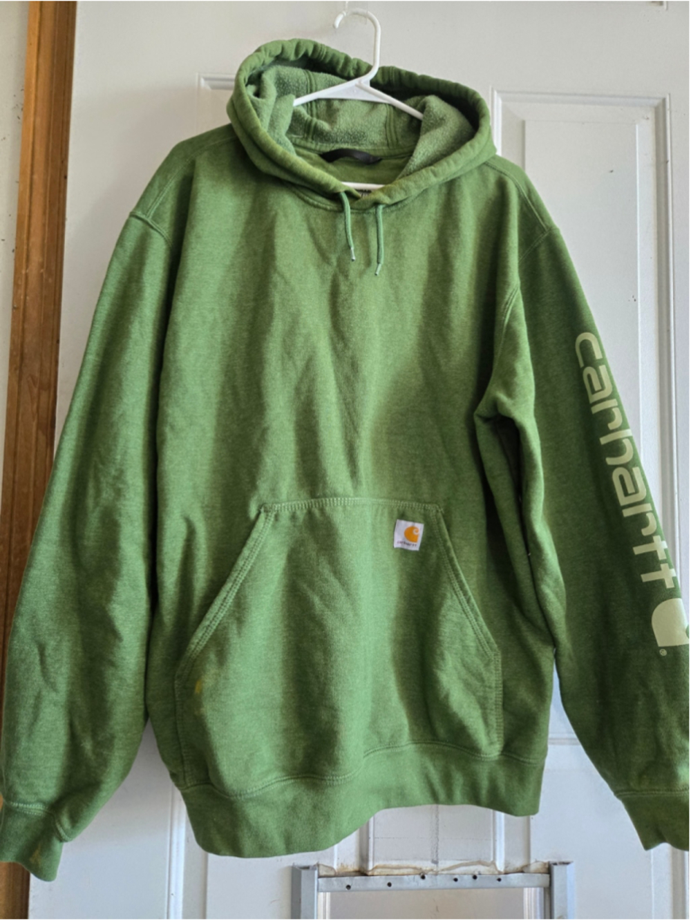Men's Carhartt Logo Hoodie Sweatshirt Green Size L